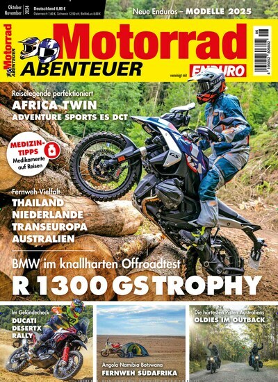 Titelbild der Ausgabe 6/2024 von Motorrad ABENTEUER. Diese Zeitschrift und viele weitere Automagazine und Motorradzeitschriften als Abo oder epaper bei United Kiosk online kaufen.