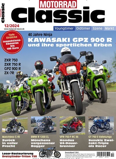 Titelbild der Ausgabe 12/2024 von Motorrad Classic. Diese Zeitschrift und viele weitere Automagazine und Motorradzeitschriften als Abo oder epaper bei United Kiosk online kaufen.