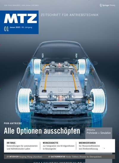 Titelbild der Ausgabe 1/2025 von MTZ - Motortechnische Zeitschrift. Diese Zeitschrift und viele weitere Industriemagazine und Handwerkmagazine als Abo oder epaper bei United Kiosk online kaufen.