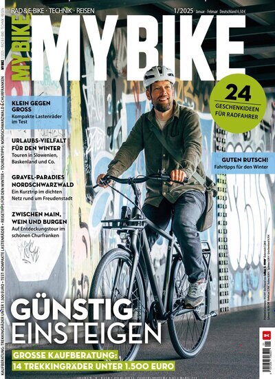 Titelbild der Ausgabe 1/2025 von MyBike. Diese Zeitschrift und viele weitere Sportmagazine als Abo oder epaper bei United Kiosk online kaufen.