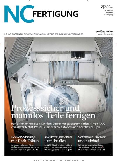 Titelbild der Ausgabe 7/2024 von NC-Fertigung. Diese Zeitschrift und viele weitere Industriemagazine und Handwerkmagazine als Abo oder epaper bei United Kiosk online kaufen.