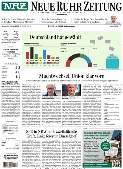 Titelbild der Ausgabe 46/2025 von Neue Ruhr Zeitung. Diese Zeitschrift und viele weitere Zeitungsabos als Abo oder epaper bei United Kiosk online kaufen.