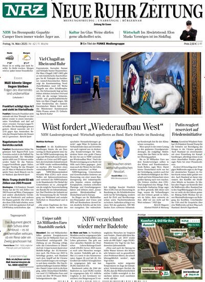 Titelbild der Ausgabe 62/2025 von Neue Ruhr Zeitung. Diese Zeitschrift und viele weitere Zeitungsabos als Abo oder epaper bei United Kiosk online kaufen.