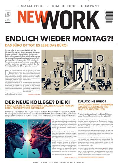 Titelbild der Ausgabe 1/2025 von New Work Magazine. Diese Zeitschrift und viele weitere Lifestylemagazine und Peoplemagazine als Abo oder epaper bei United Kiosk online kaufen.