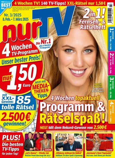 Titelbild der Ausgabe 3/2025 von nurTV. Diese Zeitschrift und viele weitere Programmzeitschriften als Abo oder epaper bei United Kiosk online kaufen.