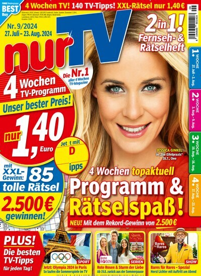 Titelbild der Ausgabe 9/2024 von nurTV. Diese Zeitschrift und viele weitere Programmzeitschriften als Abo oder epaper bei United Kiosk online kaufen.