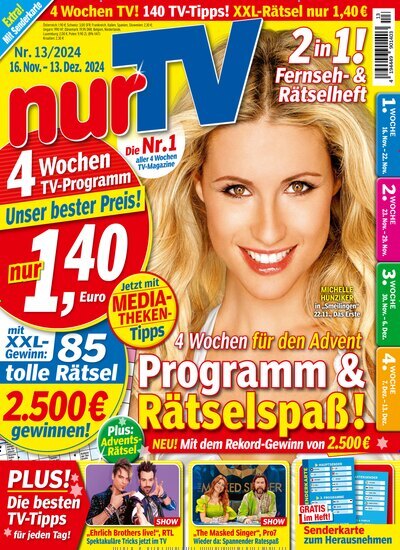 Titelbild der Ausgabe 13/2024 von nurTV. Diese Zeitschrift und viele weitere Programmzeitschriften als Abo oder epaper bei United Kiosk online kaufen.