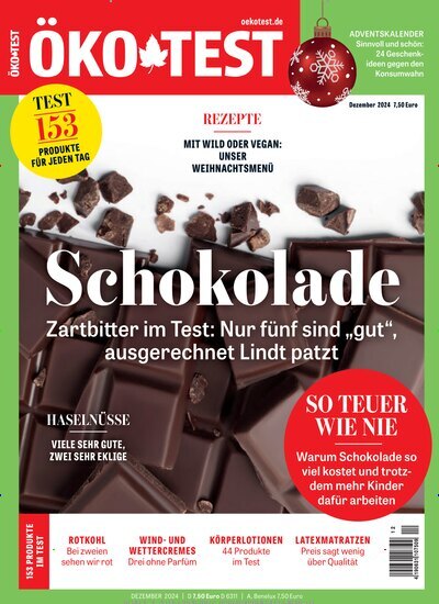 Titelbild der Ausgabe 12/2024 von ÖKO-TEST Magazin. Diese Zeitschrift und viele weitere Wirtschaftsmagazine und Politikmagazine als Abo oder epaper bei United Kiosk online kaufen.