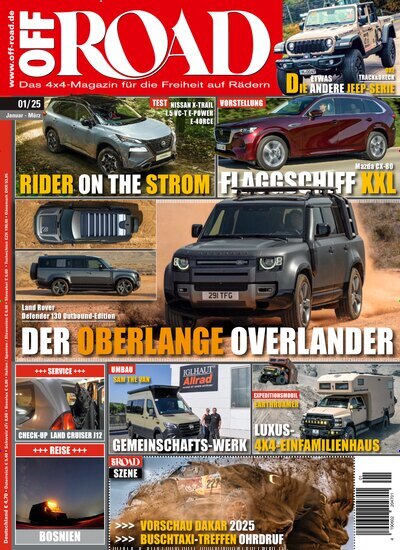 Titelbild der Ausgabe 1/2025 von Off Road. Diese Zeitschrift und viele weitere Automagazine und Motorradzeitschriften als Abo oder epaper bei United Kiosk online kaufen.