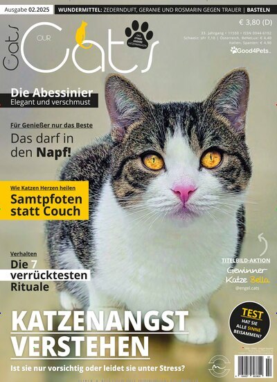 Titelbild der Ausgabe 2/2025 von Our Cats. Diese Zeitschrift und viele weitere Elternzeitschriften und Tierzeitschriften als Abo oder epaper bei United Kiosk online kaufen.