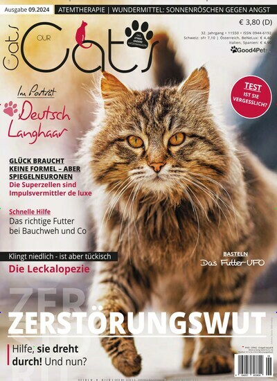 Titelbild der Ausgabe 9/2024 von Our Cats. Diese Zeitschrift und viele weitere Elternzeitschriften und Tierzeitschriften als Abo oder epaper bei United Kiosk online kaufen.