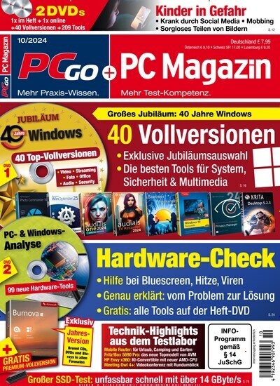 Titelbild der Ausgabe 10/2024 von PC Magazin. Diese Zeitschrift und viele weitere Computerzeitschriften, Tabletmagazine und Smartphonemagazine als Abo oder epaper bei United Kiosk online kaufen.