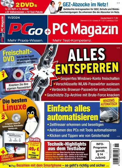 Titelbild der Ausgabe 11/2024 von PC Magazin. Diese Zeitschrift und viele weitere Computerzeitschriften, Tabletmagazine und Smartphonemagazine als Abo oder epaper bei United Kiosk online kaufen.