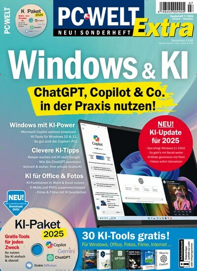 Titelbild der Ausgabe 7/2024 von PC Welt Sonderheft. Diese Zeitschrift und viele weitere Computerzeitschriften, Tabletmagazine und Smartphonemagazine als Abo oder epaper bei United Kiosk online kaufen.