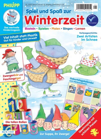 Titelbild der Ausgabe 1/2025 von Philipp die Maus. Diese Zeitschrift und viele weitere Jugendzeitschriften und Kinderzeitschriften als Abo oder epaper bei United Kiosk online kaufen.