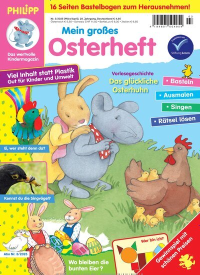 Titelbild der Ausgabe 3/2025 von Philipp die Maus. Diese Zeitschrift und viele weitere Jugendzeitschriften und Kinderzeitschriften als Abo oder epaper bei United Kiosk online kaufen.