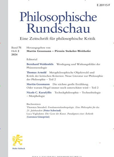 Titelbild der Ausgabe 2/2024 von Philosophische Rundschau (PhR). Diese Zeitschrift und viele weitere Wissenschaftsmagazine als Abo oder epaper bei United Kiosk online kaufen.