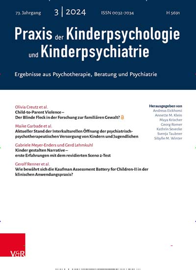 Titelbild der Ausgabe 3/2024 von Praxis der Kinderpsychologie und Kinderpsychiatrie. Diese Zeitschrift und viele weitere Pflegezeitschriften und medizinische Fachzeitschriften als Abo oder epaper bei United Kiosk online kaufen.