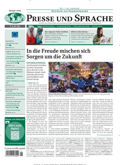 Titelbild der Ausgabe 1/2025 von Presse und Sprache. Diese Zeitschrift und viele weitere Reisemagazine, Freizeitmagazine und Wissensmagazine als Abo oder epaper bei United Kiosk online kaufen.