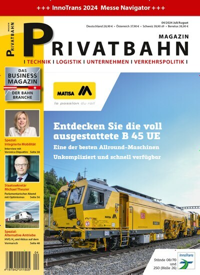 Titelbild der Ausgabe 4/2024 von Privatbahn Magazin. Diese Zeitschrift und viele weitere Logistikmagazine und Medienmagazine als Abo oder epaper bei United Kiosk online kaufen.