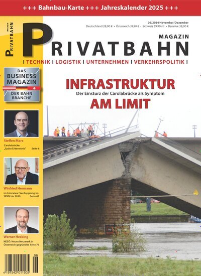 Titelbild der Ausgabe 6/2024 von Privatbahn Magazin. Diese Zeitschrift und viele weitere Logistikmagazine und Medienmagazine als Abo oder epaper bei United Kiosk online kaufen.