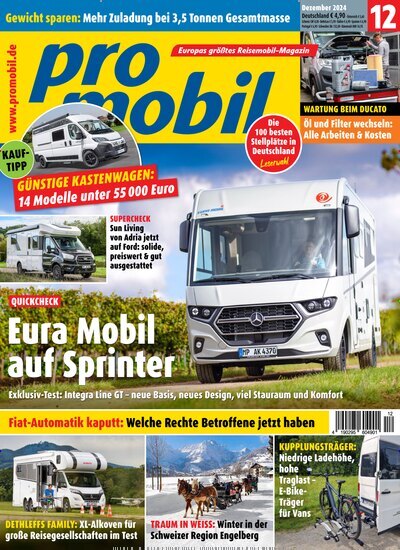 Titelbild der Ausgabe 12/2024 von promobil. Diese Zeitschrift und viele weitere Automagazine und Motorradzeitschriften als Abo oder epaper bei United Kiosk online kaufen.