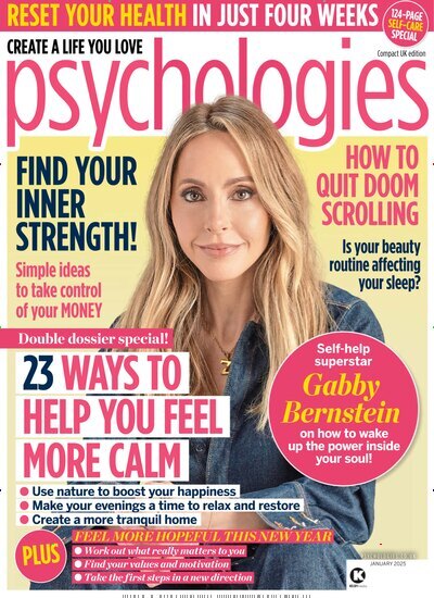 Titelbild der Ausgabe 1/2025 von Psychologies UK. Diese Zeitschrift und viele weitere Frauenzeitschriften als Abo oder epaper bei United Kiosk online kaufen.