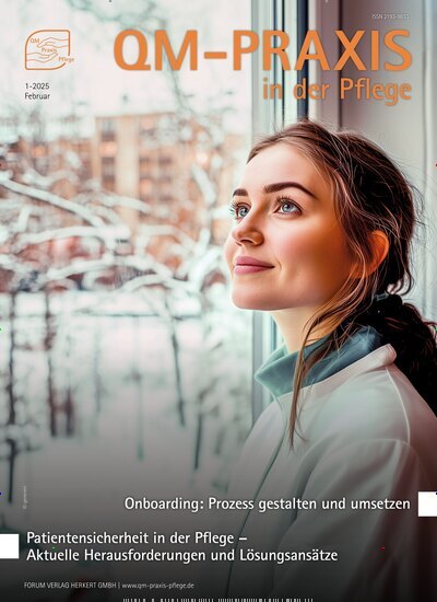 Titelbild der Ausgabe 1/2025 von QM-Praxis in der Pflege. Diese Zeitschrift und viele weitere Pflegezeitschriften und medizinische Fachzeitschriften als Abo oder epaper bei United Kiosk online kaufen.