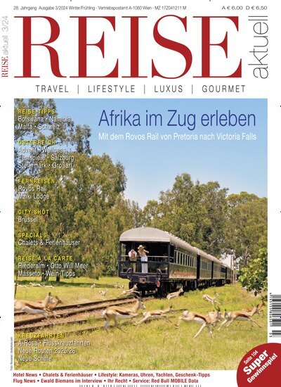 Titelbild der Ausgabe 3/2024 von REISE aktuell. Diese Zeitschrift und viele weitere Reisemagazine, Freizeitmagazine und Wissensmagazine als Abo oder epaper bei United Kiosk online kaufen.