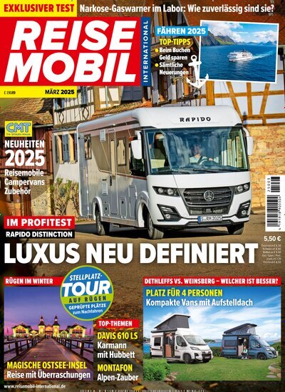 Titelbild der Ausgabe 3/2025 von Reisemobil International. Diese Zeitschrift und viele weitere Automagazine und Motorradzeitschriften als Abo oder epaper bei United Kiosk online kaufen.