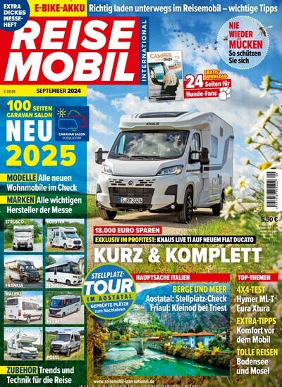 Titelbild der Ausgabe 9/2024 von Reisemobil International. Diese Zeitschrift und viele weitere Automagazine und Motorradzeitschriften als Abo oder epaper bei United Kiosk online kaufen.