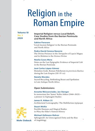 Titelbild der Ausgabe 3/2024 von Religion in the Roman Empire (RRE). Diese Zeitschrift und viele weitere Kunstmagazine und Kulturmagazine als Abo oder epaper bei United Kiosk online kaufen.