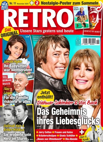 Titelbild der Ausgabe 11/2024 von Retro. Diese Zeitschrift und viele weitere Frauenzeitschriften als Abo oder epaper bei United Kiosk online kaufen.