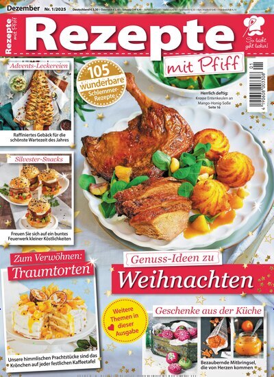 Titelbild der Ausgabe 1/2025 von Rezepte mit Pfiff. Diese Zeitschrift und viele weitere Kochzeitschriften und Backzeitschriften als Abo oder epaper bei United Kiosk online kaufen.