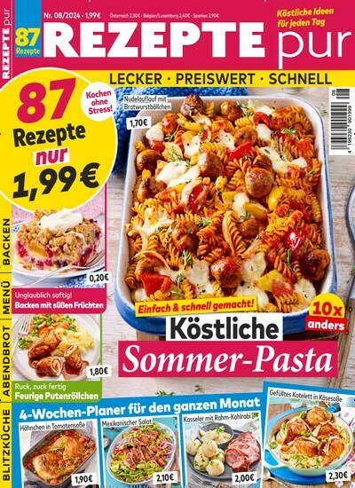 Titelbild der Ausgabe 8/2024 von Rezepte pur. Diese Zeitschrift und viele weitere Kochzeitschriften und Backzeitschriften als Abo oder epaper bei United Kiosk online kaufen.