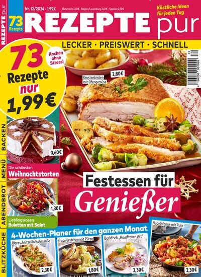 Titelbild der Ausgabe 12/2024 von Rezepte pur. Diese Zeitschrift und viele weitere Kochzeitschriften und Backzeitschriften als Abo oder epaper bei United Kiosk online kaufen.