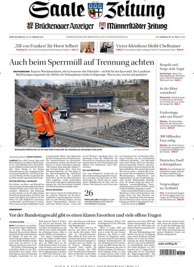 Titelbild der Ausgabe 44/2025 von Saale Zeitung. Diese Zeitschrift und viele weitere Zeitungsabos als Abo oder epaper bei United Kiosk online kaufen.