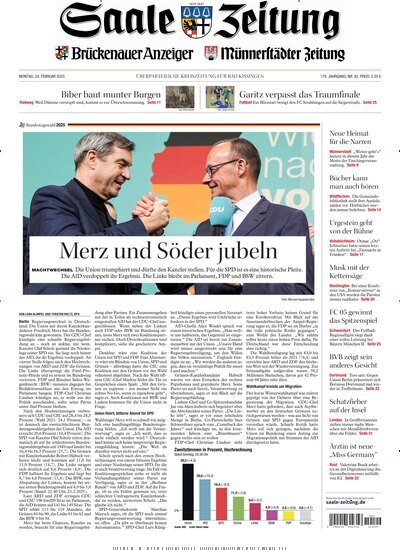 Titelbild der Ausgabe 45/2025 von Saale Zeitung. Diese Zeitschrift und viele weitere Zeitungsabos als Abo oder epaper bei United Kiosk online kaufen.