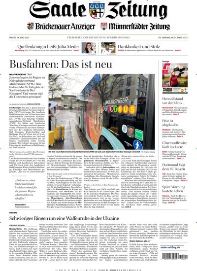 Titelbild der Ausgabe 61/2025 von Saale Zeitung. Diese Zeitschrift und viele weitere Zeitungsabos als Abo oder epaper bei United Kiosk online kaufen.