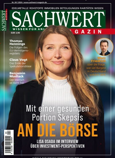 Titelbild der Ausgabe 4/2024 von Sachwert Magazin. Diese Zeitschrift und viele weitere Wirtschaftsmagazine und Politikmagazine als Abo oder epaper bei United Kiosk online kaufen.