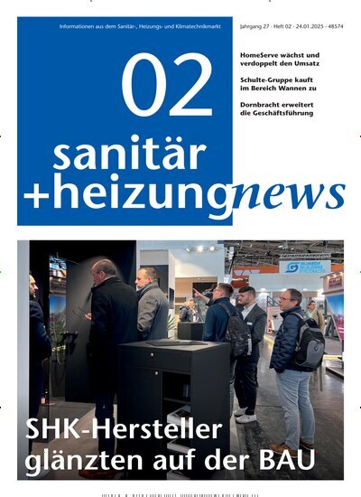 Titelbild der Ausgabe 2/2025 von sanitär + heizung news. Diese Zeitschrift und viele weitere Architekturzeitschriften und Bauzeitschriften als Abo oder epaper bei United Kiosk online kaufen.