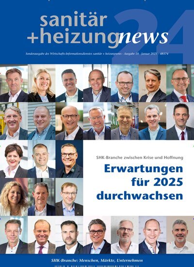 Titelbild der Ausgabe 1/2025 von sanitär + heizung news Sonderausgabe. Diese Zeitschrift und viele weitere Architekturzeitschriften und Bauzeitschriften als Abo oder epaper bei United Kiosk online kaufen.