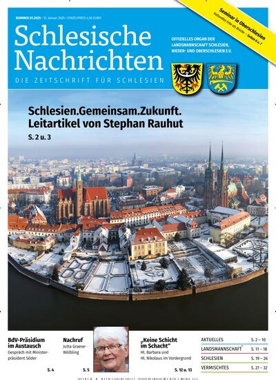 Titelbild der Ausgabe 1/2025 von Schlesische Nachrichten. Diese Zeitschrift und viele weitere Reisemagazine, Freizeitmagazine und Wissensmagazine als Abo oder epaper bei United Kiosk online kaufen.