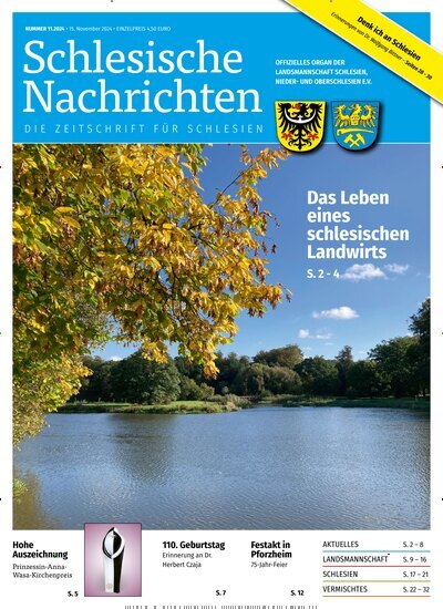 Titelbild der Ausgabe 11/2024 von Schlesische Nachrichten. Diese Zeitschrift und viele weitere Reisemagazine, Freizeitmagazine und Wissensmagazine als Abo oder epaper bei United Kiosk online kaufen.