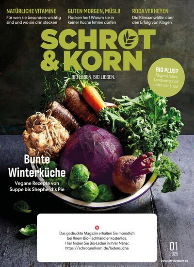 Titelbild der Ausgabe 1/2025 von Schrot & Korn. Diese Zeitschrift und viele weitere Elternzeitschriften und Tierzeitschriften als Abo oder epaper bei United Kiosk online kaufen.