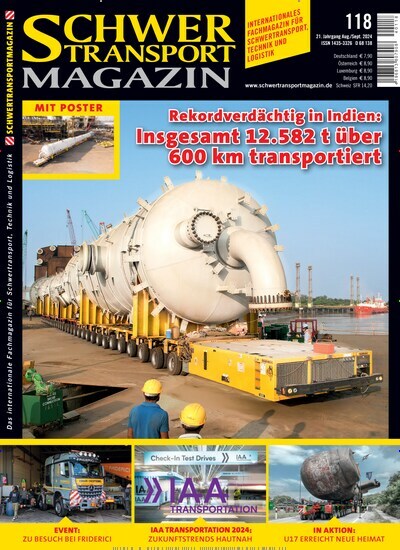 Titelbild der Ausgabe 118/2024 von Schwertransportmagazin. Diese Zeitschrift und viele weitere Automagazine und Motorradzeitschriften als Abo oder epaper bei United Kiosk online kaufen.