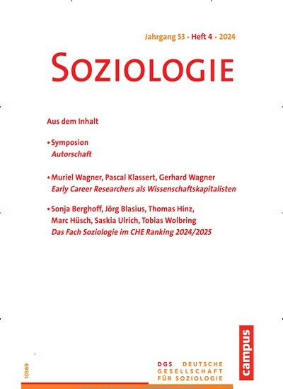 Titelbild der Ausgabe 4/2024 von Soziologie. Diese Zeitschrift und viele weitere Zeitschriften für Pädagogik als Abo oder epaper bei United Kiosk online kaufen.