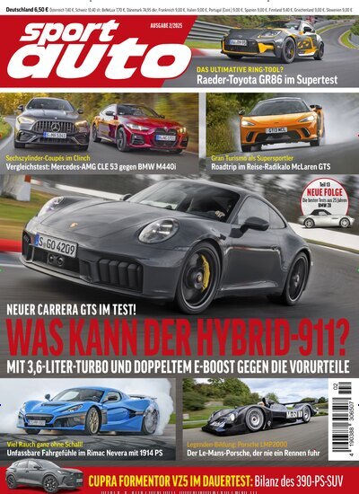 Titelbild der Ausgabe 2/2025 von Sport Auto. Diese Zeitschrift und viele weitere Automagazine und Motorradzeitschriften als Abo oder epaper bei United Kiosk online kaufen.