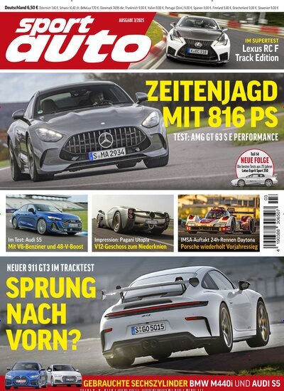 Titelbild der Ausgabe 3/2025 von Sport Auto. Diese Zeitschrift und viele weitere Automagazine und Motorradzeitschriften als Abo oder epaper bei United Kiosk online kaufen.