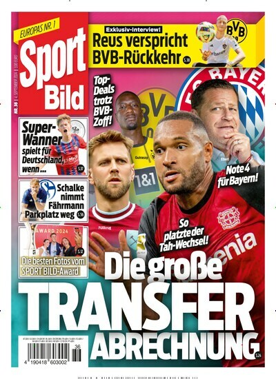 Titelbild der Ausgabe 36/2024 von Sport Bild. Diese Zeitschrift und viele weitere Sportmagazine als Abo oder epaper bei United Kiosk online kaufen.